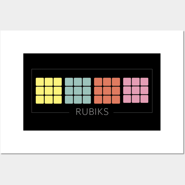 Minimal Rubiks cube colorful Wall Art by GROOVYUnit